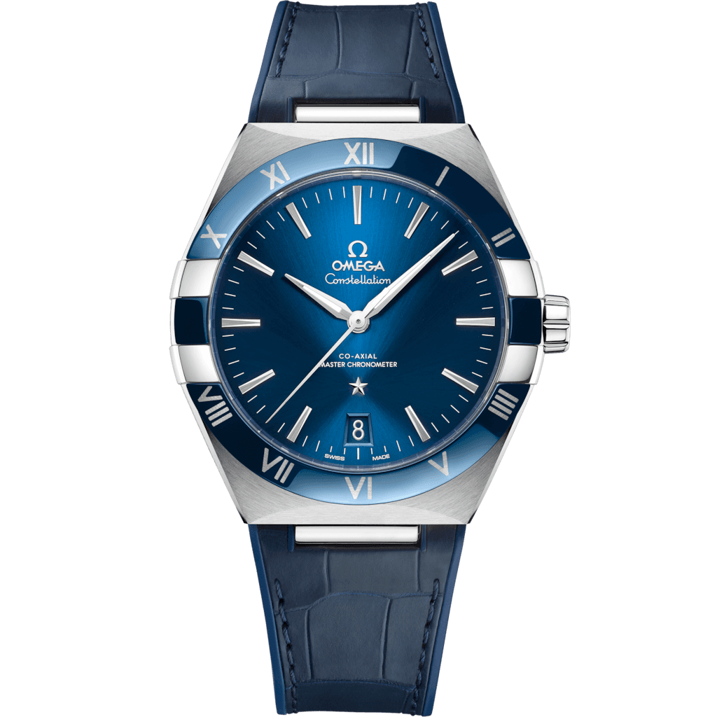 Omega Constellation 41 mm, steel on leather strap