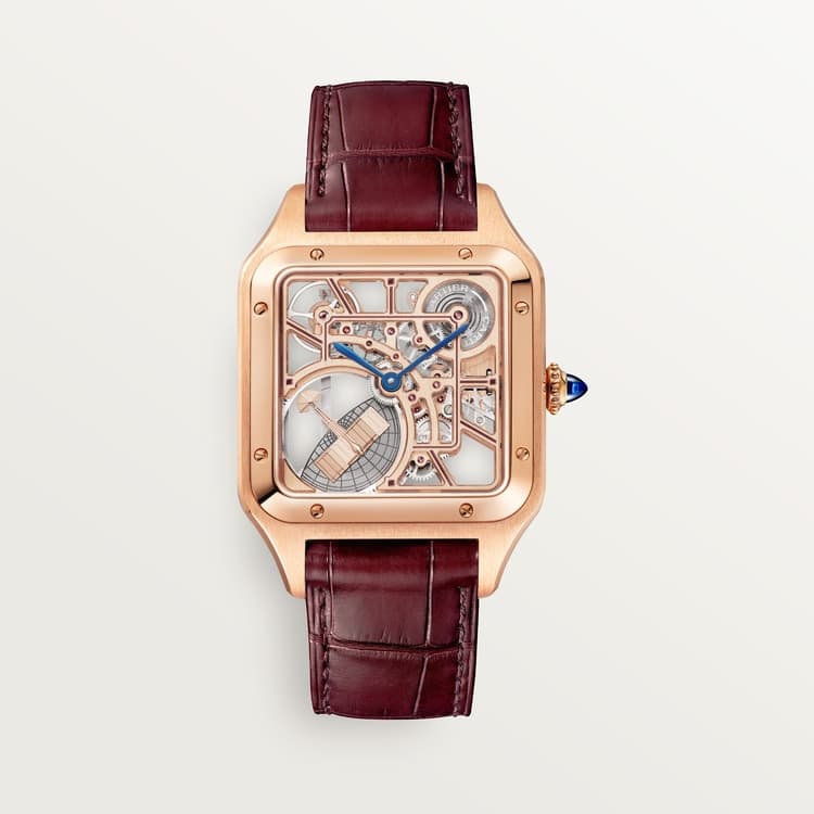 Cartier Santos-Dumont skeleton watch equipped with a micro-rotor