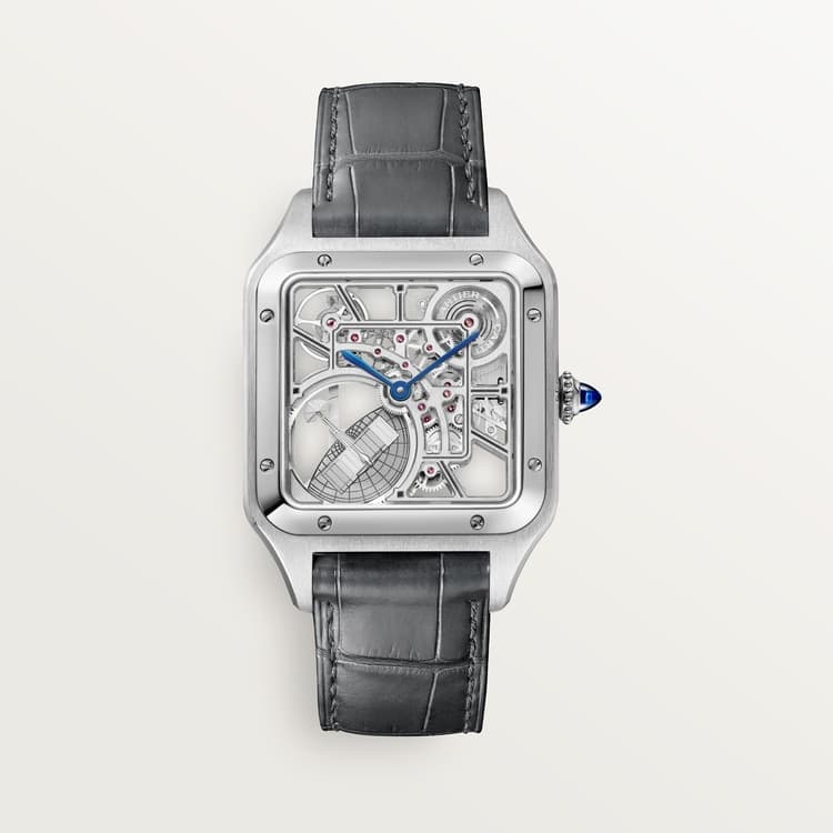 Cartier Santos-Dumont skeleton watch equipped with a micro-rotor
