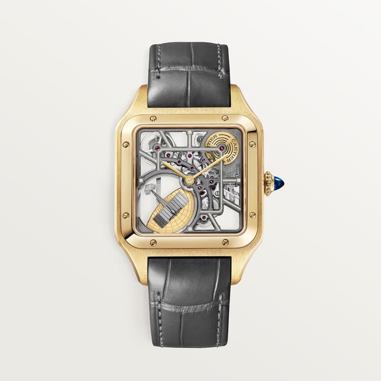 Cartier Santos-Dumont skeleton watch equipped with a micro-rotor