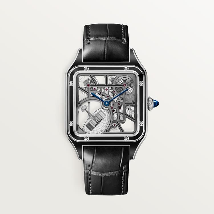 Cartier Santos-Dumont skeleton watch equipped with a micro-rotor