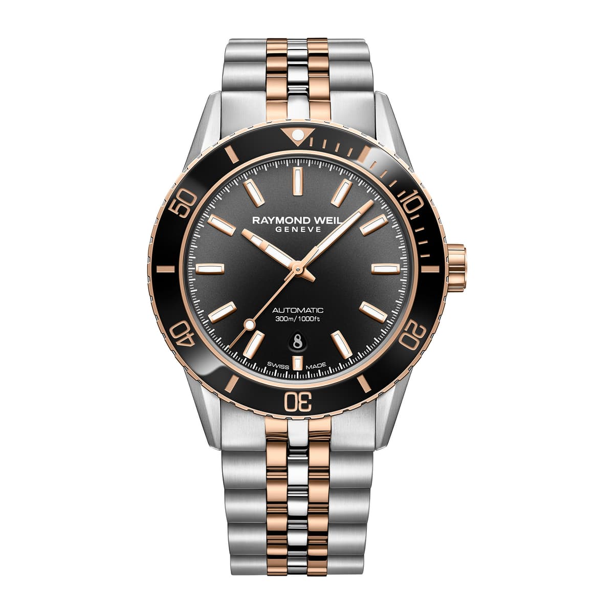 Raymond Weil Freelancer Diver Two-Tone Rose Gold PVD Ceramic Bezel